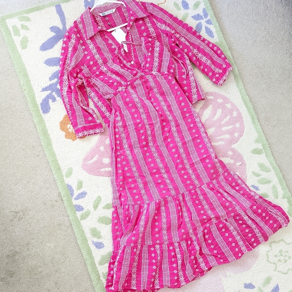 ZARA OPENWORK EMBROIDERED EYELET MIDI HALTER DRESS PINK XS,S,M,L NWT - Picture 4 of 13